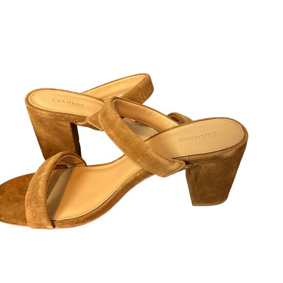 Soludos Brown Suede Mule Sandal SIZE 6 Ines Chunky Heel Kitten Comfort $140 NEW - Picture 6 of 14